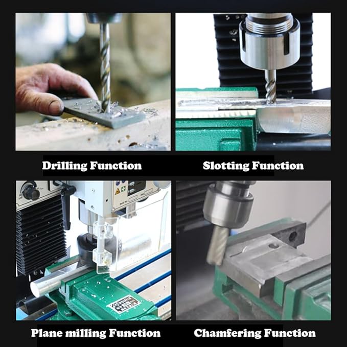 1300W Drilling and Milling Machine with Support Base, R8 Spindle Taper, 1.1" Drilling Diameter, Integrated Vertical Drilling and Milling Lathe for Metal, Wood and Plastic 110V