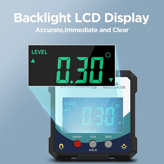 Digital Level Angle Gauge Meter Magnetic Electronic Level Angle Finder Tool Protractor Inclinometer Woodworking Tools with Magnet for Construction, Woodworking and Machinery.