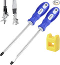 Slotted and Phillips Screwdriver PH2 6" long Cross-head & Flat Blade, 2 Packs Magnetic Screwdriver with Rubber Handle, With Magnetizer/Demagnetizer Tool