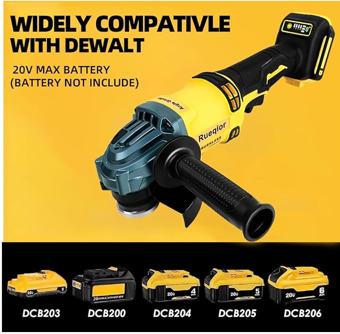 Cordless Angle Grinder for DEWALT 20V MAX Battery, 10000 RPM Brushless Grinder 4-1/2", 3 Variable Speed for Cutting, Griding, Polishing (No Battery)