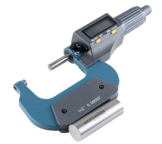 Accusize Industrial Tools 1-2''/25-50mm x 0.00005''/0.001mm 2 Key Electronic Digital Outside Micrometer, mm/inch, Metric/Imperial, Md71-0002