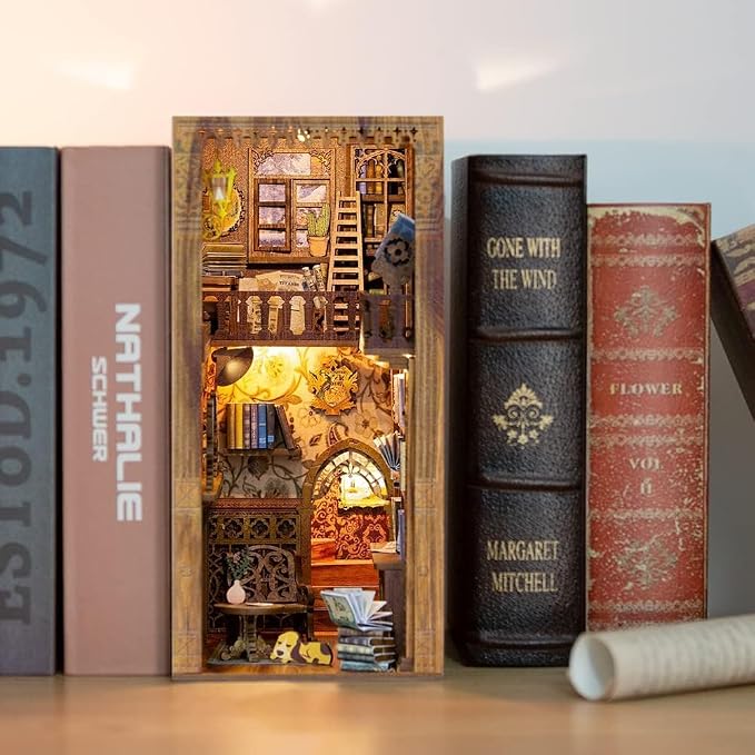 Fsolis Book Nook Kit, 3D Wooden Puzzles - Image 2