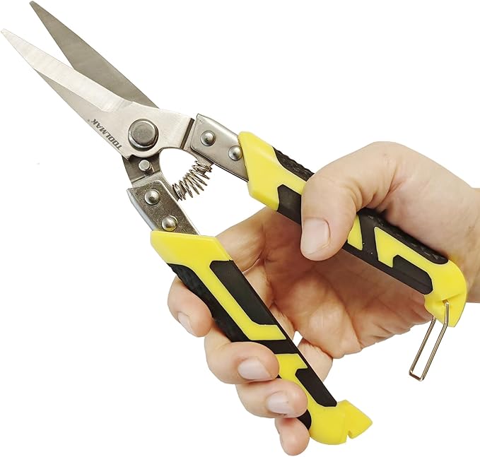 Heavy Duty Industry Scissors 8.7 Inch Aviation Tin Snips Straight Metal Cutter with Comfort Grip and Stainless Steel Blades Multifunction Cutting