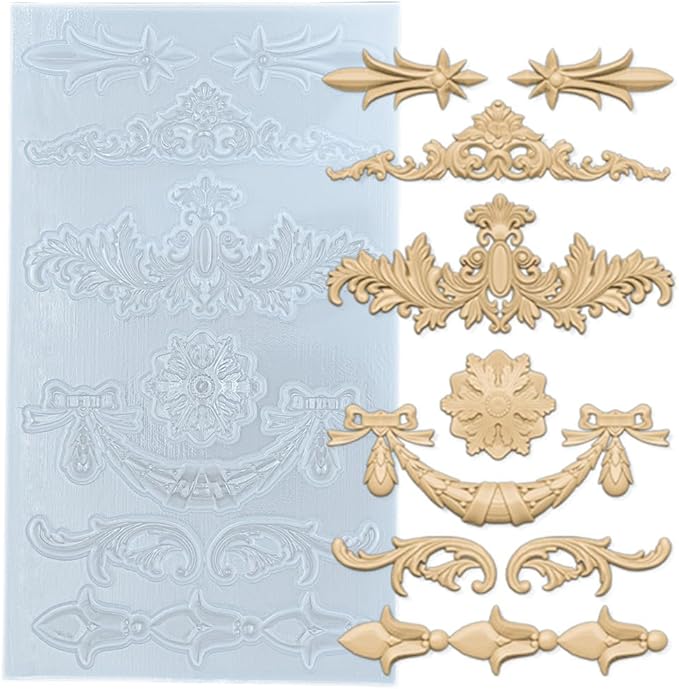 Silicone Mold for Polyclay Air Dry Clay Plaster Crafts Rococo Bow Swag by FUNSHOWCASE