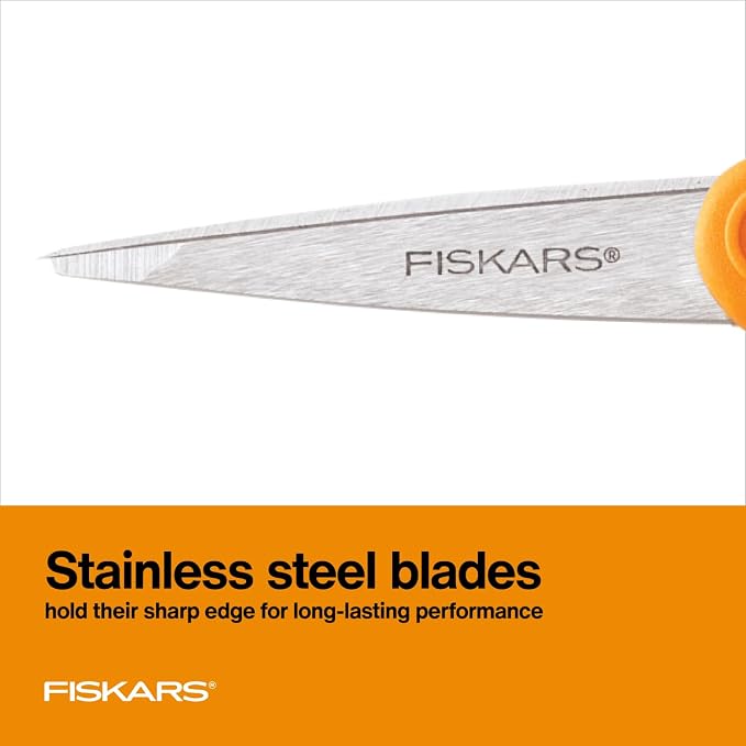 Fiskars Premier No. 5 Micro-Tip Orange-Handled Fabric Scissors, Double Loop - Image 2