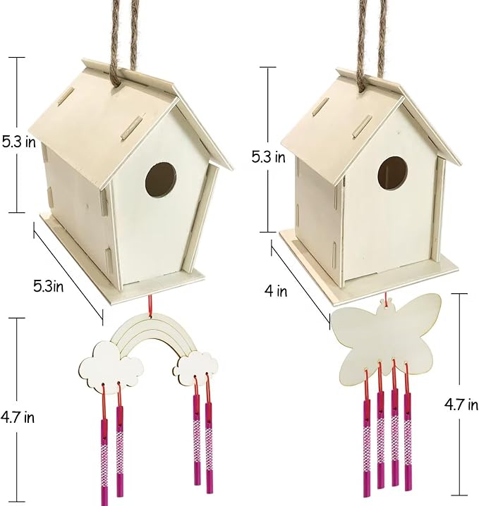 4 Pack DIY Bird House Wind Chime Kit - Image 3