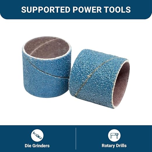 Benchmark Abrasives 1” x 1” Zirconia Sanding Bands, Spiral Bands Rotary Sander Attachment for Drill & Die Grinder, Metal Polishing Sanders for Woodworking - Sander Tool (10 Pack), 36 Grit