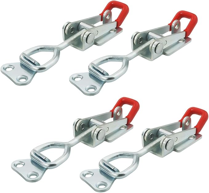 4 Pcs Heavy Duty Toggle Clamp Latch 4002 Adjustable Latch Hardware, 551Lbs Holding Capacity, Quick Release Pull Latch Clamp for Box Case Trunk, Industrial EquiIpment, Smoker Door and More (4.9inch)