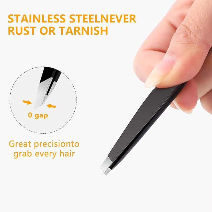 DTDNZKN 4 PCS Stainless Steel Tweezers Set Black | Precision Tweezers - Image 3