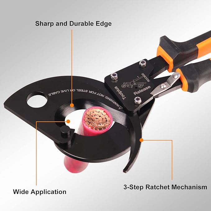 Nasop Heavy Duty Ratcheting Cable Cutter for 750MCM Copper and 1000MCM Aluminum