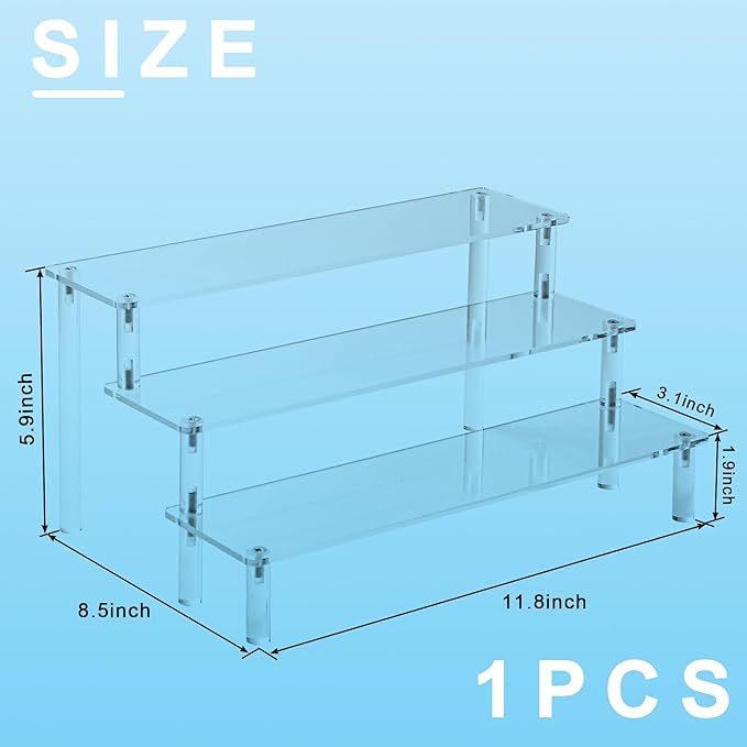 Acrylic Display Stand Risers, 3 Tier Perfume Stand Organizer, Large Shelf Risers - Image 2