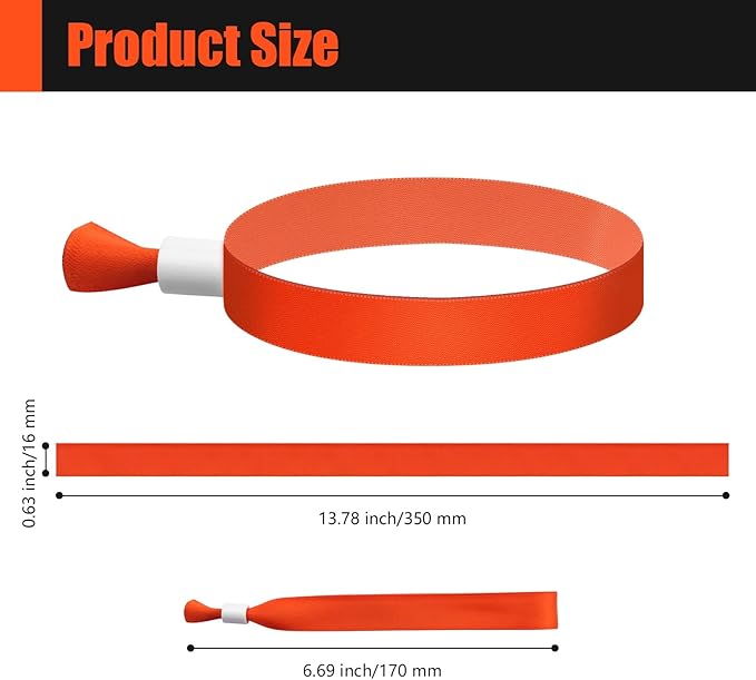 100 Pcs Cloth Event Wristbands, Event Wristbands, Colored Wrist Bands for Events, for Lightweight Concert Wrist Strap for Activities, Party Bracelets for Events (Color : Orange)