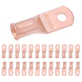 SELTERM 25pcs 4 AWG #10 Stud Battery Lugs, Ring Terminals, Heavy Duty Copper Wire Lugs, Battery Cable Ends, 4 Guage Ring Terminal Connectors, UL Bare Copper Eyelets Electrical Battery Cable Lugs