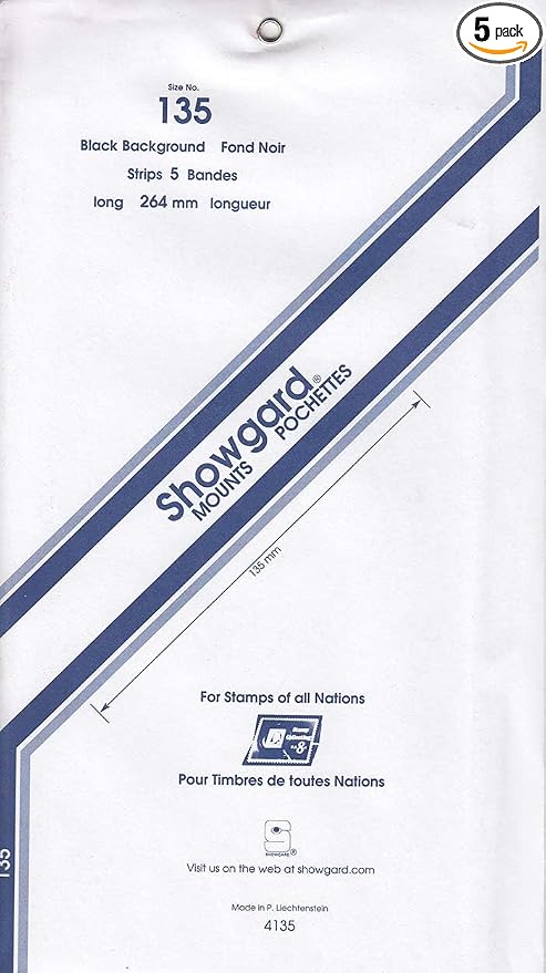 Strip Style Black Stamp Mounts Size 135 by Showgard