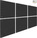Peg Board,Steel Organization Panels, Ideal for Garage Tool Storage, Office Organization, Craft Room, Kitchen,Pack of 6(Black, 6-12X12)