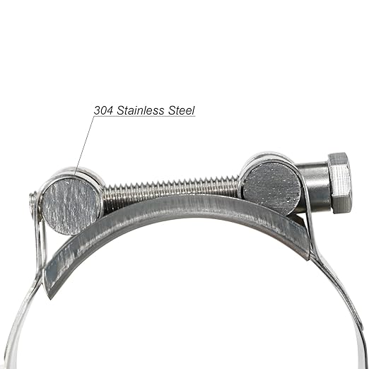 AKIHISA 122-130mm ID Range T-Bolt Hose Clamp,2 Pack 304 Stainless Steel Adjustable Heavy Duty Pipe Clamp 4.8 to 5.12 Inch
