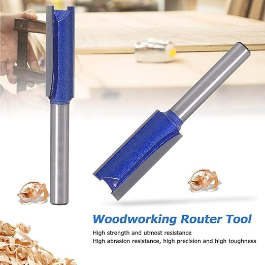 Professional Double Flute Straight Router Bits, 1/4 Shank Flush Trim Router Bit Set, Cutting Diameter Respectively 1/2”,1/4”, 3/8”,5/16” (Size 1)