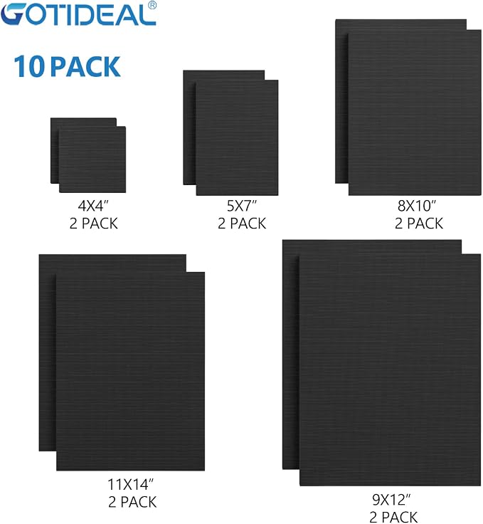 GOTIDEAL 10Pcs Black Stretched Canvases - Image 2