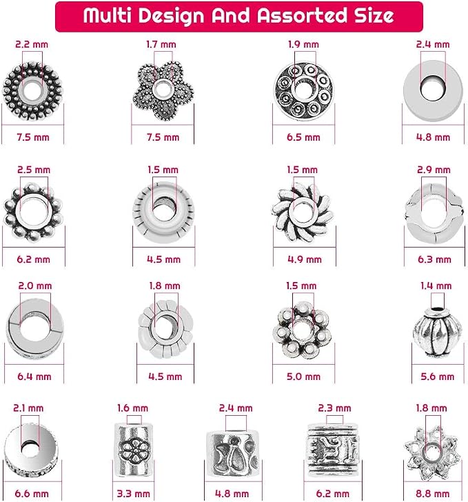 Cridoz Metal Spacer Beads for Making Bracelet, Jewelry Making and Findings - Image 3