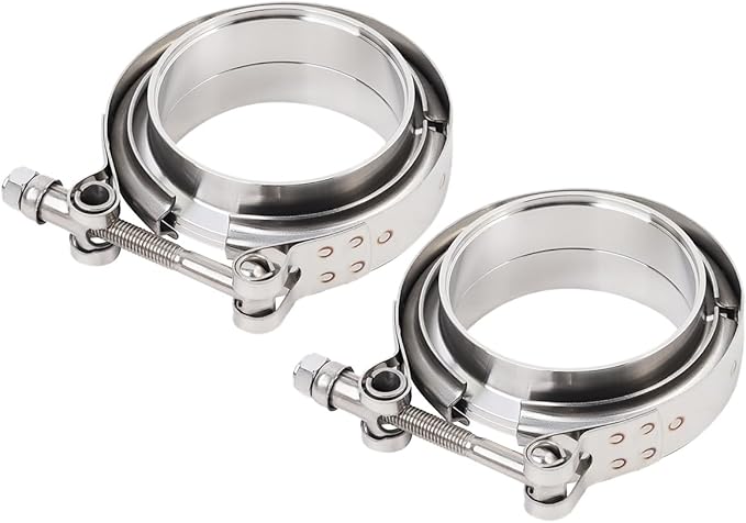 LokoCar 2.5 Inch V Band Clamp with Flange Male Female Stainless Steel 2Pcs