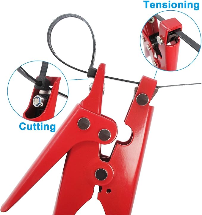 Zip Tie Gun, Tensioning and Cutting Zip Tie Tool for Plastic Cable Ties under 3/8 Inch Width