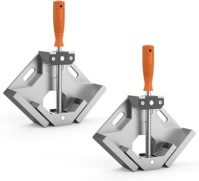 Corner Clamp, 2pcs 90 Degree Right Angle Clamp with Adjustable Aluminum Alloy Swing Jaw, Single Handle Clamps for Woodworking Tools Photo Framing, Present for Men Dad 11.1 Inch