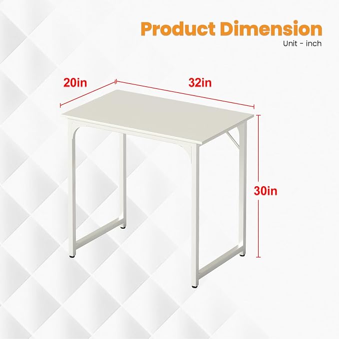 PayLessHere | 32 Inch Computer Desk | White | Office Desk - Image 3