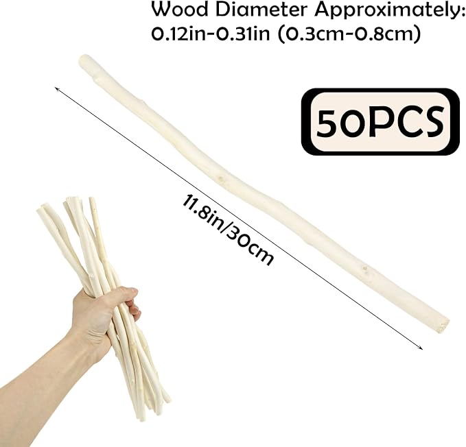50Pcs Natural Twigs, Driftwood Branches, Unfinished Timber Rods - Image 2