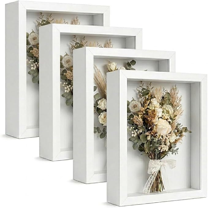 4 Pack 8x10Shadow Box Frame Set, Deep Wood Display Case by Unknown