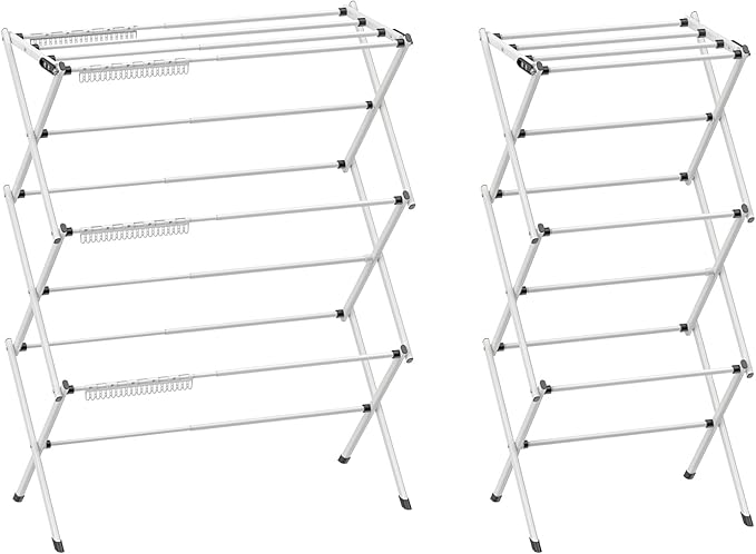 Foldable Drying Rack Clothing,Clothes Drying Rack Folding Indoor and Outdoor Rack,Laundry Drying Rack Collapsible-Black+White