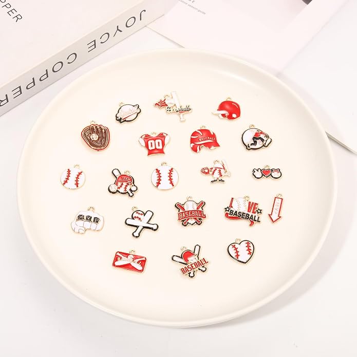 20PCS Sports Charms Enamel Basketball Baseball Pendant Charms - Image 4