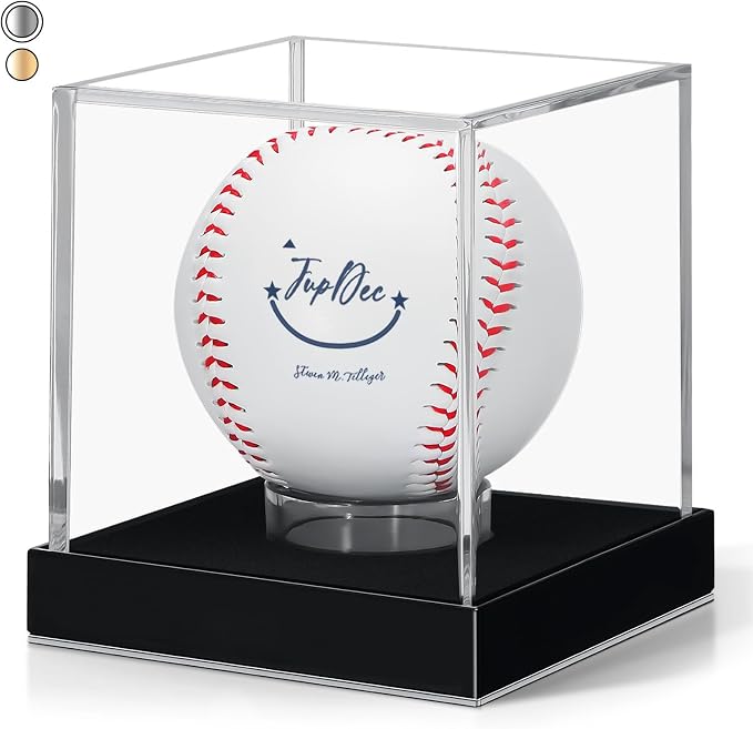 JupDec Baseball Display Case for Single Autograph Ball, UV Protected Stand Box by JupDec