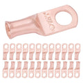 SELTERM 25pcs 8 AWG 1/4" Stud Battery Lugs, Ring Terminals, Heavy Duty Copper Wire Lugs, Battery Cable Ends, 8 Gauge Ring Terminal Connectors, UL Bare Copper Eyelets Electrical Battery Cable Lugs