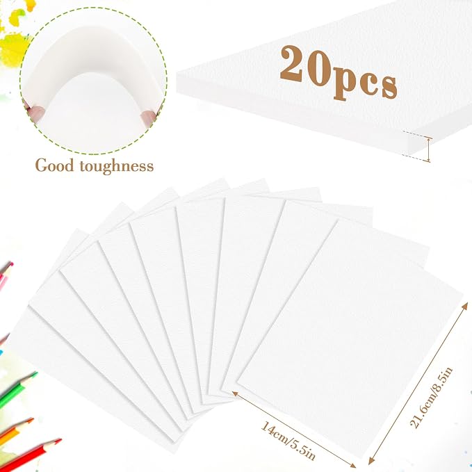 2 Pack Watercolor Paper Pad, 5.5x8.5 140lb/300g Water Color Paper, 20 Sheets - Image 2