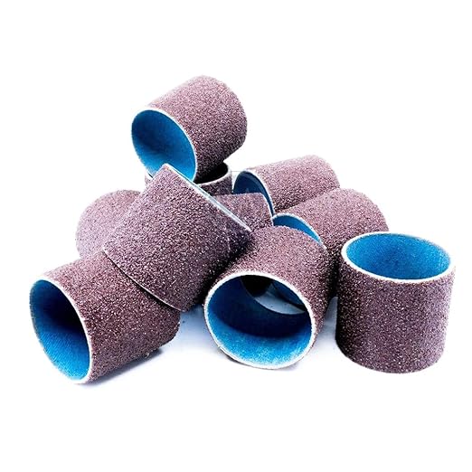 Benchmark Abrasives 1.5" x 1.5" Aluminum Oxide Abrasive Spiral Bands for Rotary Tools, Drum Sleeves for Sanding Deburring Blending Polishing on Metals Plastic Wood Rubber (10 Pack) - 120 Grit