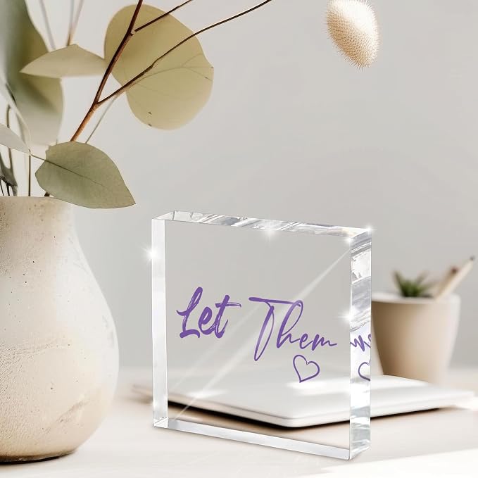Let Them - Purple 4 Inch Acrylic Desktop Sign, Office and Cubicle Decor - Image 6