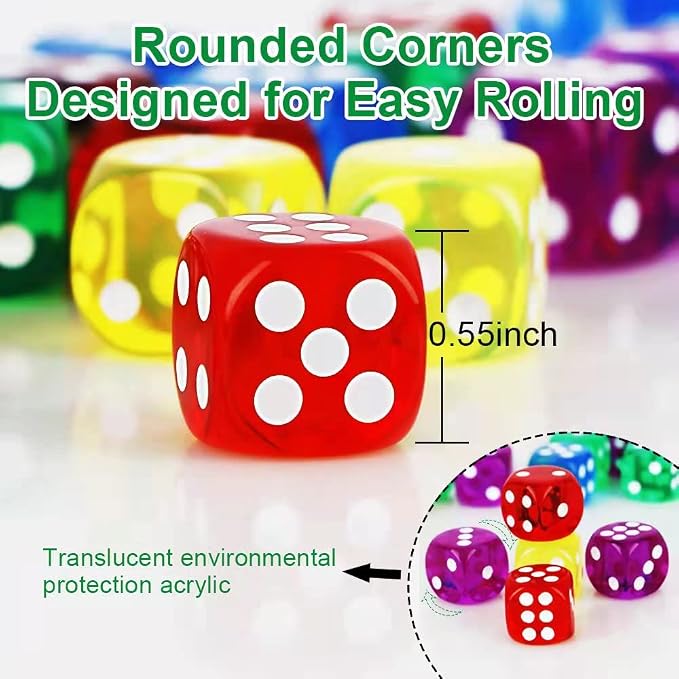 50 Pieces Dice Set, 14mm 6 Sided Colored Dice - Image 2