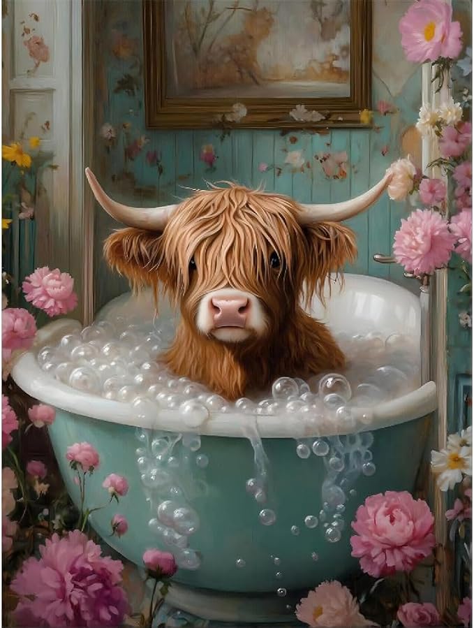 Highland Cow Stamped Cross Stitch Kits by PCHMCU