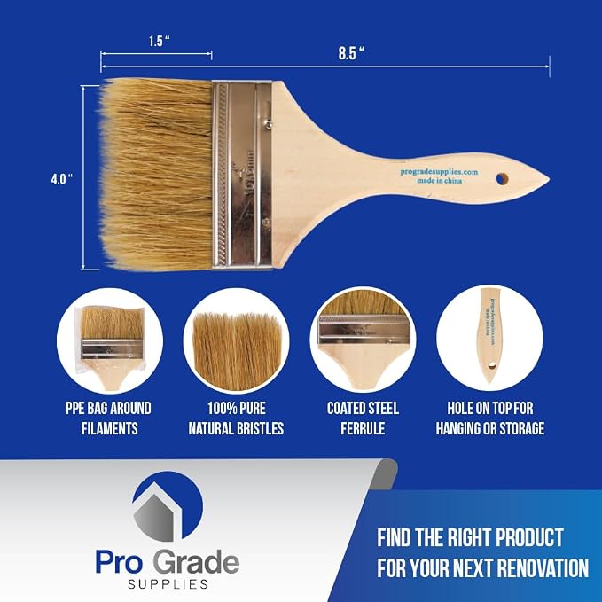 Pro Grade 4" Chip Brushes, Disposable Paint Brushes, - Image 2