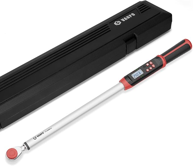 1/2-Inch Drive Digital Torque Wrench(12.5-250.8 ft-lbs./17-340Nm), Accurate to ±2%, Electronic Torque Wrench Set with Buzzer & LED Indicator for Bike Moto Car
