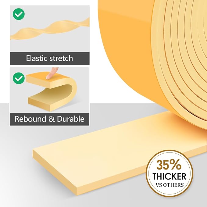 Pipe Insulation Tape, Outdoor Water Pipe Insulation Wrap, Foam Insulation Tape for Outdoor Pipes Winter Freeze Protection, Heat Tape for Water Pipes, Copper Pipes, PVC, AC Line, 2in x 15ft, Beige