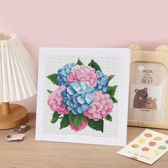 Hydrangea Cross Stitch Kits for Beginners, Flowers Stamped Cross Stitch for - Image 7