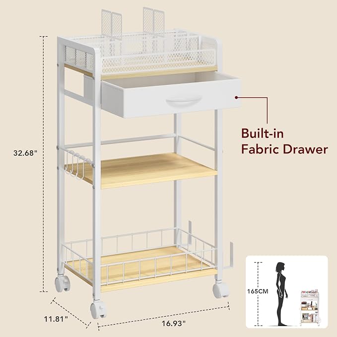 Homsorout 3 Tier Rolling Cart - Image 3