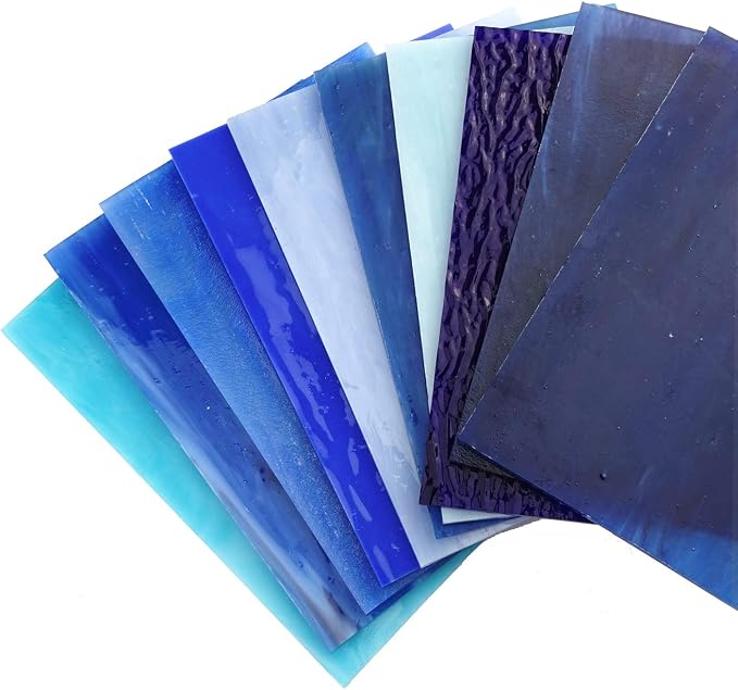 Lanyani（10 Sheets）Blue Variety Stained Glass Sheets 4 x 6 inch Opal Art Glass - Image 3