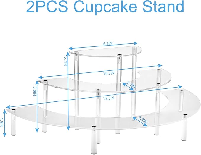 HENABLE Acrylic Display Risers, 3 Tier Clear Cupcake Perfume Stand Organizer - Image 4