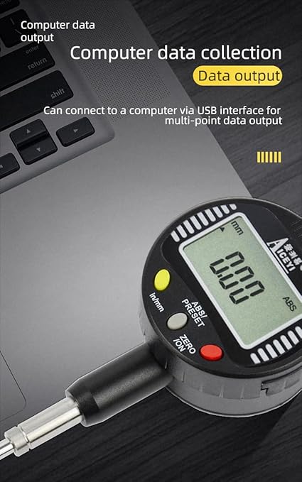 Digital dial Gauge with a Measurement Range of 0-1.2in/30mm and an Accuracy Range of 0.0004 "in/0.01" mm