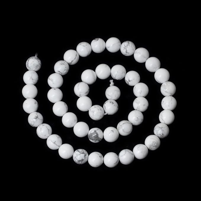 8mm 45PCS Natural White Howlite Gemstone Round Loose Stone Beads - Image 2