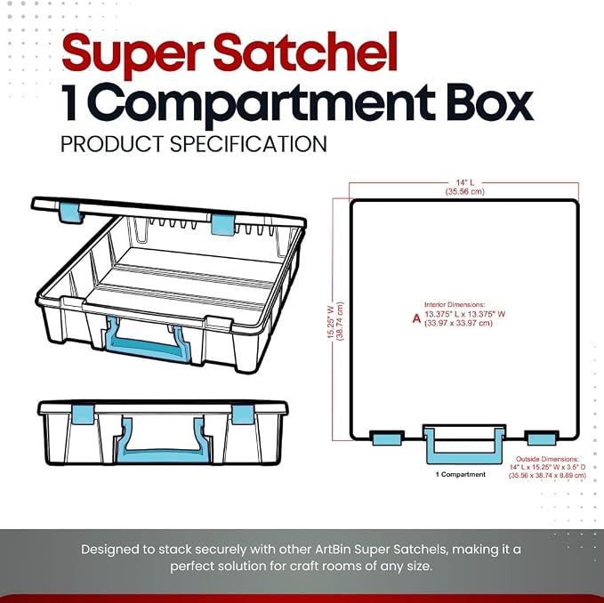 ArtBin Super Satchel 1 Compartment Box Clear Craft Organizer Storage Case - Image 8