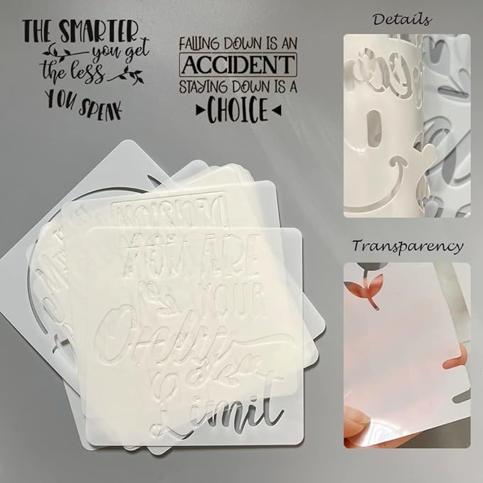 16 Pcs Inspirational Word Stencils, Quote & Phrase Sayings Templates, Craft - Image 3