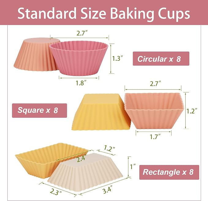 24Pack Silicone Muffin Cups, Reusable Cupcake Liners Molds - Image 5